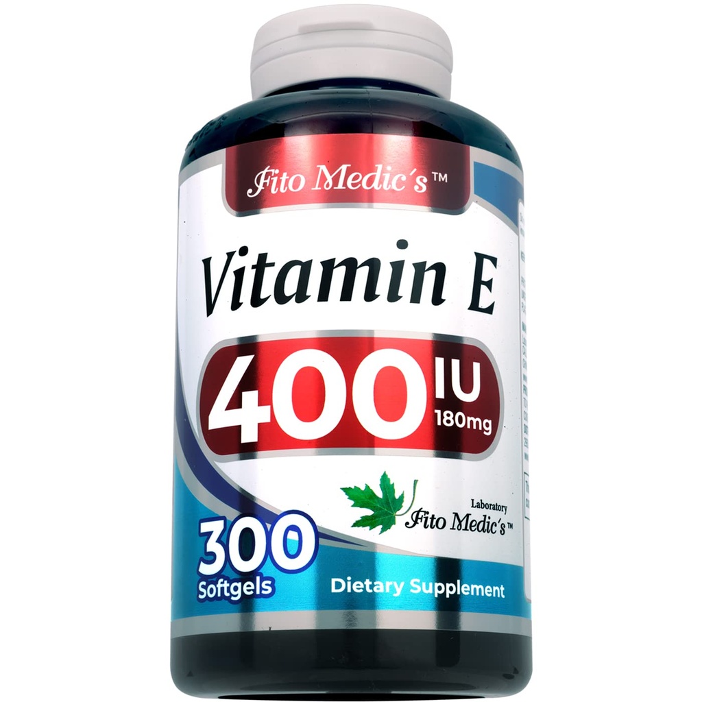 FITO MEDIC'S Lab - Vitamin e - 400 IE, 300 Softgels av - ren vitamin e olje - for antioksidant støtte- vitamin e kapsler - ultra høy absorpsjon- vitamina e.