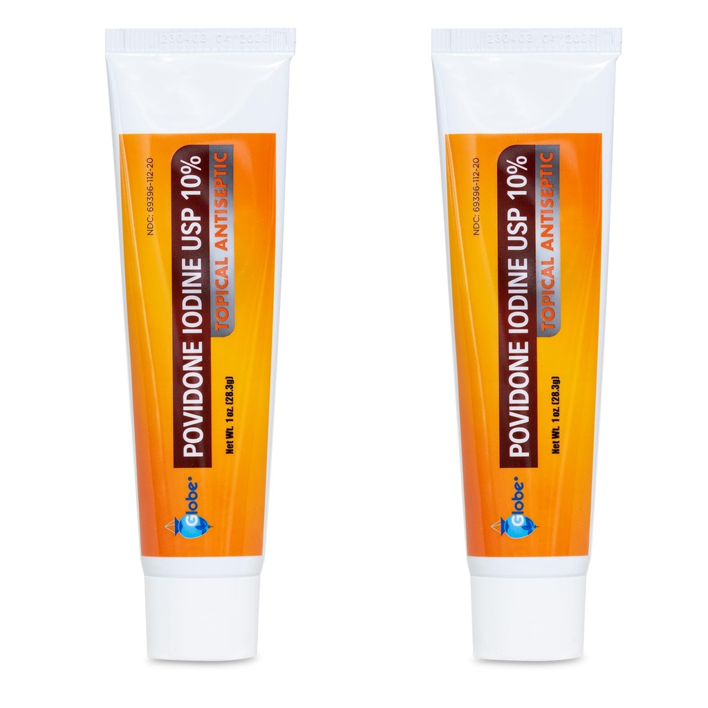 Globe (2 Pakke) Povidon jodin 10% Førstehjelp Ointment 1 Oz, for Cuts Scrapes Burns (sammenliknet med Betadin)