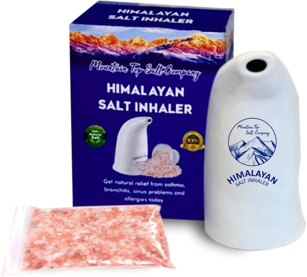Keramisk Himalayan salt inhaler med Himalayan rosa krystall salt – Flott for allergi, astma relief og andre pusteforhold – håndholdte og bærbare