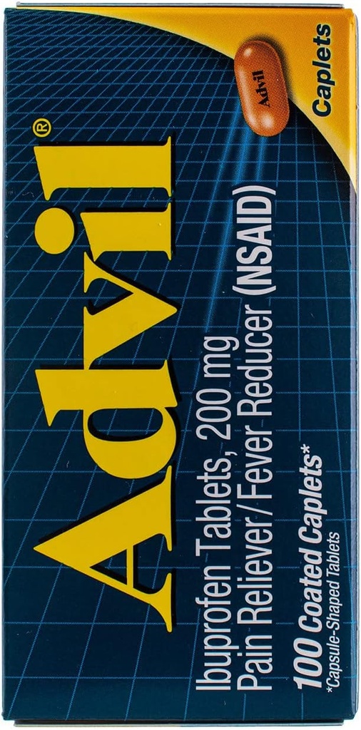 Advil Pain Reliever / Fever Reduser 200mg Caplets - 100 Ct, pakke med 3