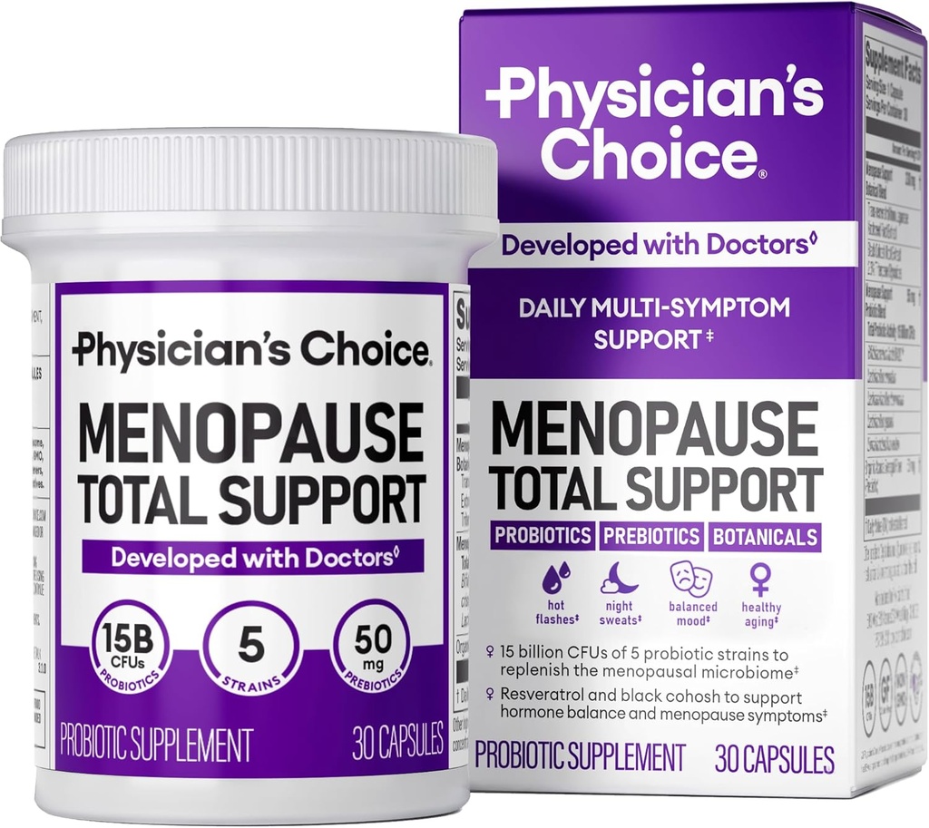 Legens CHOICE Menopause Probiotic Supplement for kvinner - støtter hormonbalanse, varme blits, nattsviter, vektkontroll, Bloating & Gut helse - med svart cohosh, Resveratrol + - 30ct