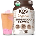 KOS Vegansk Protein Powder Erytritol Gratis, Sjokolade - Organic Pea Protein Blend, Plant Basert Superfood rik på vitaminer og mineraler - Keto, Dairy Free - Måltid erstatning for kvinner og menn, 28 Serveringer