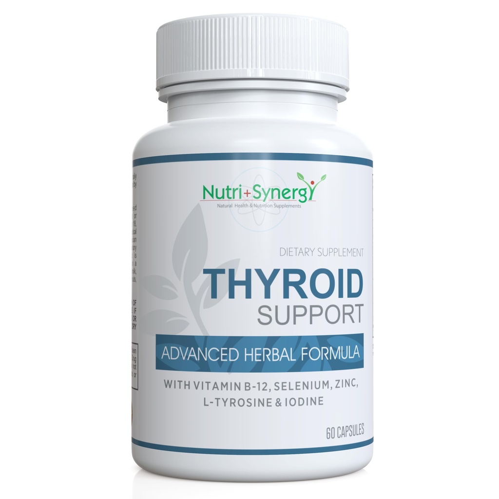 Thyroid støtte - med L-tyrosin, jodin, vitaminer og mineraler. Støtter Sunn Thyroid funksjon, energi, Mood & Focus. 60 Kapsler.