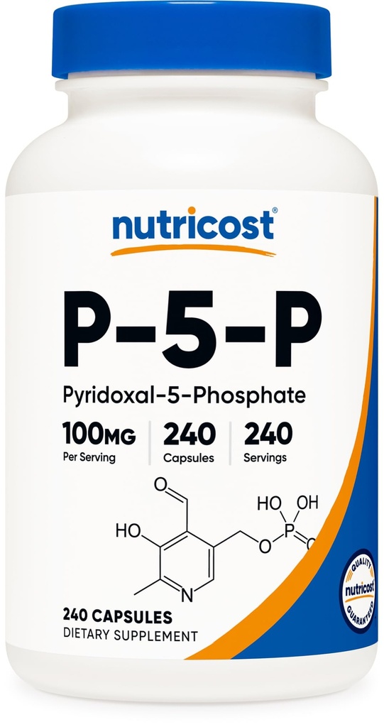 Nutricost P5P vitamin B6 Supplement 100 mg, 240 kapsler (Pyridoxal-5-fosfat) - Vegetarvennlig, ikke-GMO, Glutenfri