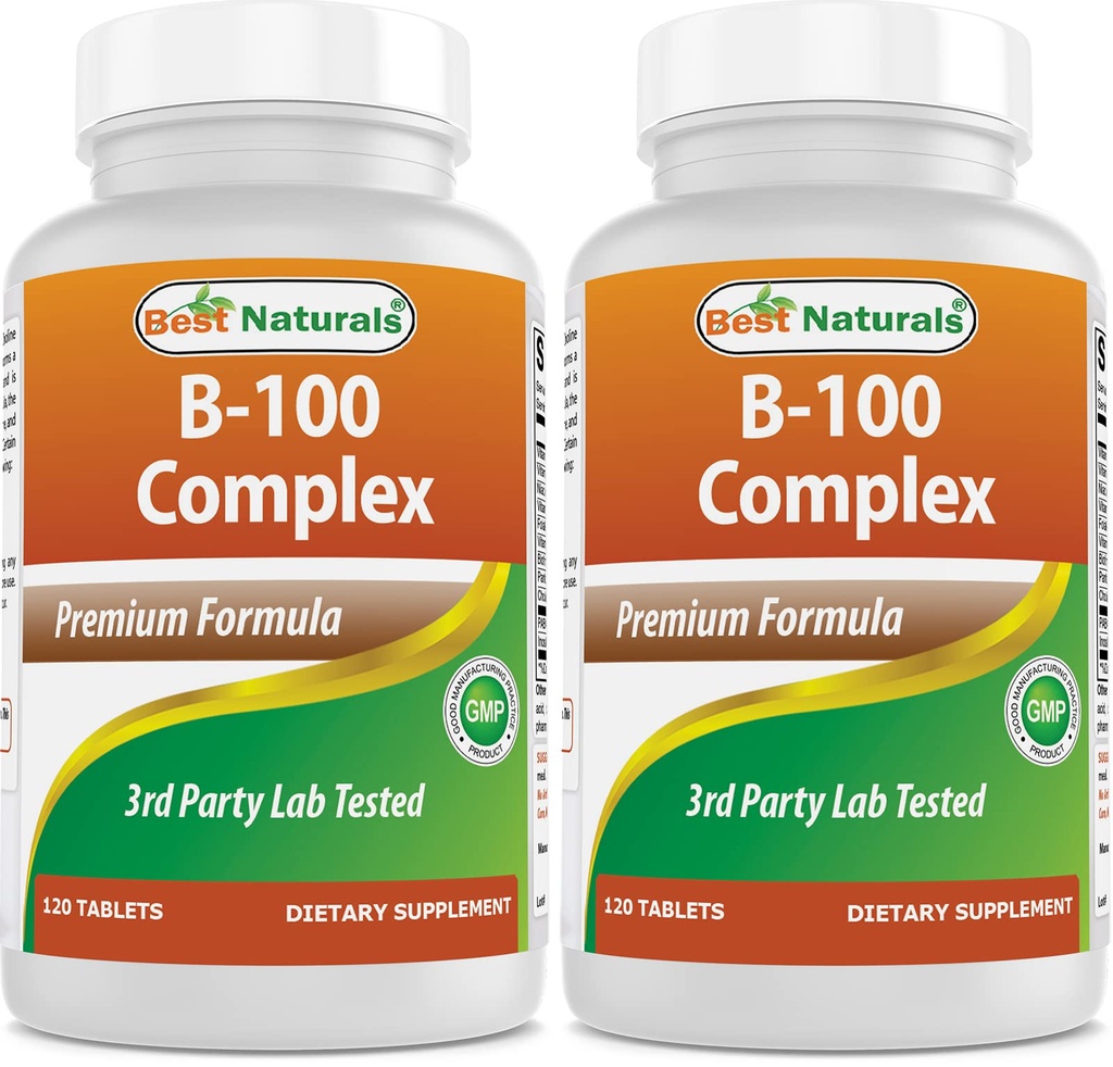 Best Naturals B 100 Complex 120 tabletter (B Complex Vitaminer) (120 greve (pakke med 2))