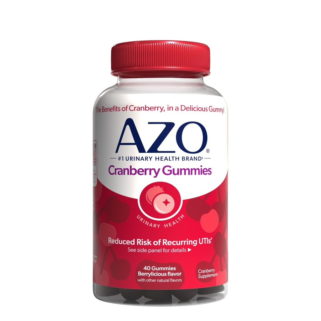 AZO Cranberry Urin Trakt Helse Gummies Dietary Supplement 2 Gummies = Glass Cranberry Juice hjelper renser beskytte naturlige berrylicious Flavor Gummies, ikke-GMO, 40 greve