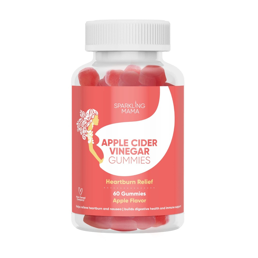 Sparking Mamma Apple Cider Vinegar Gummies ® Apple Flavor, (Heartburn Relief + Morning sykhet, Muskelkramper), 60 Gummies (2-Pack)