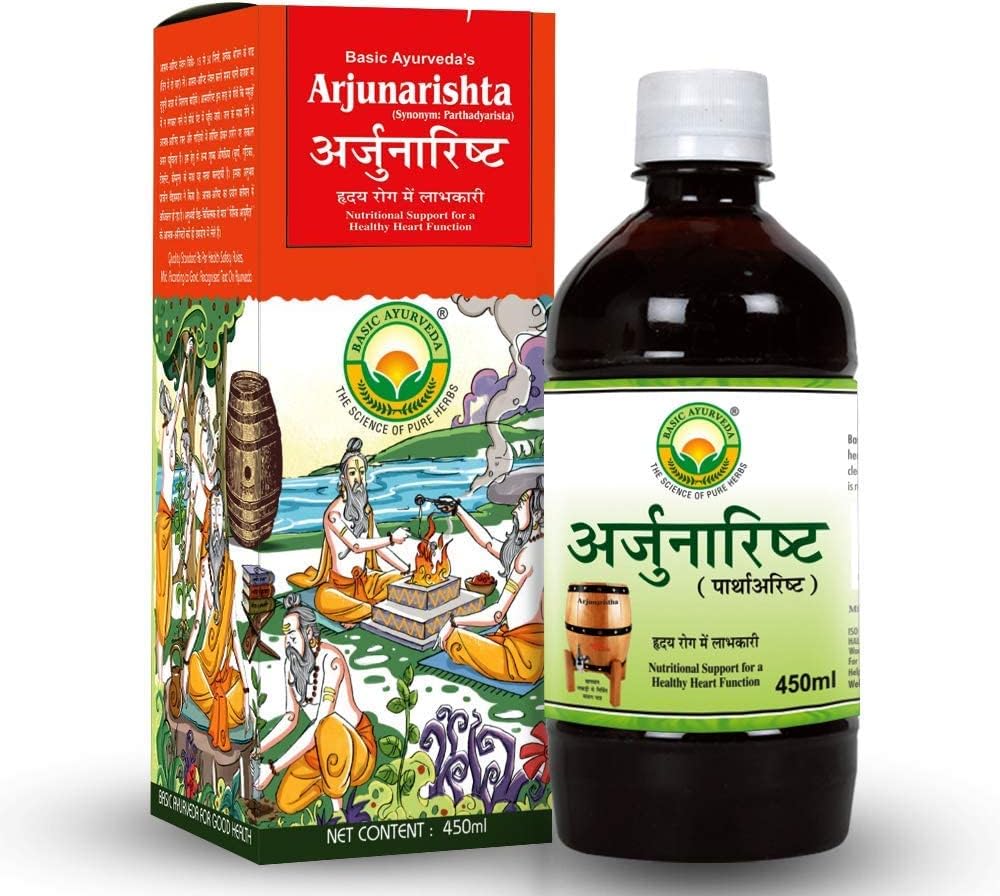 Honoly Basic Ayurveda Arjunarishta Syrup | 450ml Hypertensjon | Brystproblem | Behold kolesterolnivå | Herbal Heart Tonic | Forbedre magen helse