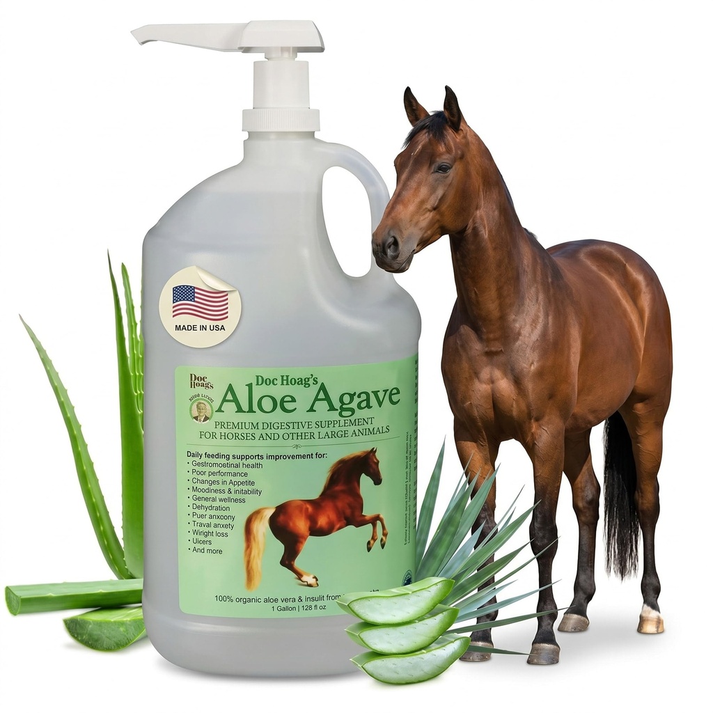 Doc Hoags Aloe Vera + Agave Premium Horse Supplement – laget i USA – Original Udder Balm – Naturlig astrisk støtte for hester og store dyr – Stress Relief & Ulcer Care, 128 Fl Oz.