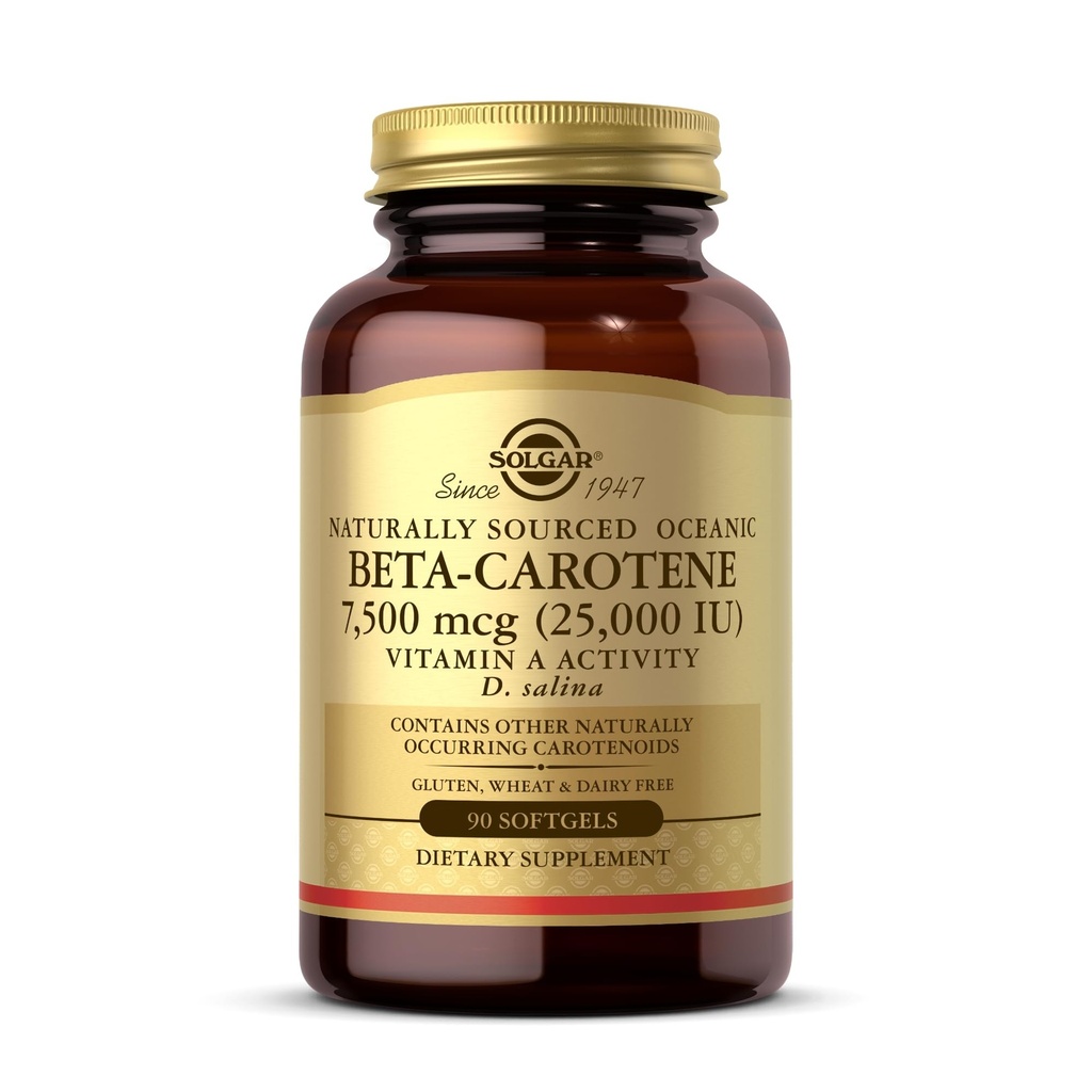 Solgar Oceanic Beta-Caroten 25 000 IU - 90 Softgels - Potent Antioksidant - 100% Naturlig Pro-Vitamin A - Glutenfri, Dammfri - 90 Serveringer