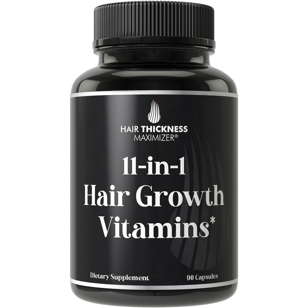 11-i-1 Vegansk hårvekstvitaminer for tynn og britthår – Avansert vitaminkompleks med 5000mcg Biotin, Pumpkinfrø, sink. Støtter Thicker, sunnere-looking Scalp for kvinner og menn