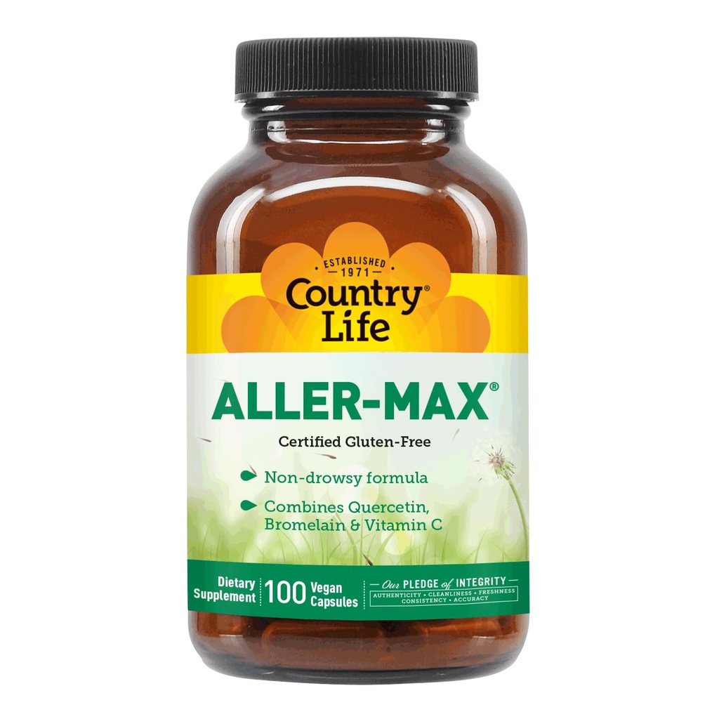 Country Life Aller-Max - Quercetin Supplements med Bromelain - Immun støtte med vitamin C, sink og botanisk blanding - sertifisert Glutenfri, Vegan (100 greve)