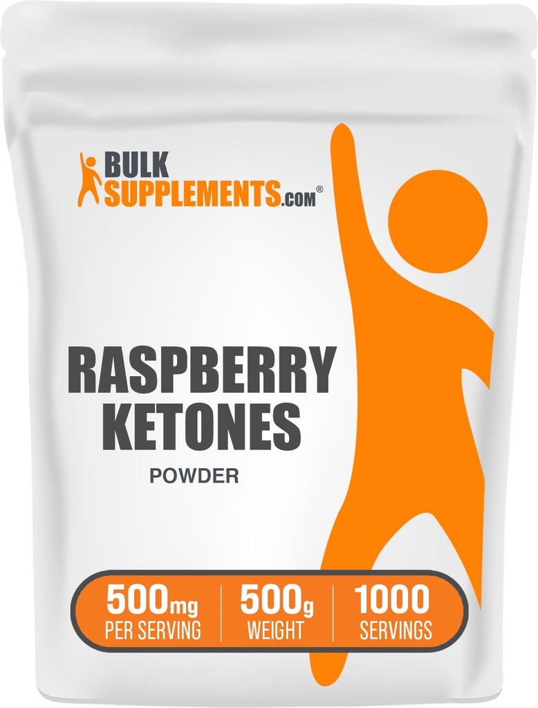 BulkSupplements.com bringebær ketoner pulver - bringebær ketoner Supplement, Antioksidant kilde - for energi støtte, Glutenfri, 500 mg per servering, 500g (1,1 lbs) (Pack of 1)