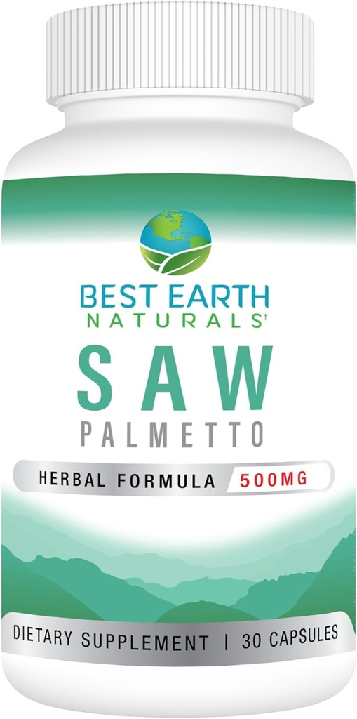 Beste Jorden Naturals så Palmetto 500 mg for å støtte håret, prostata, urinasje 30 count