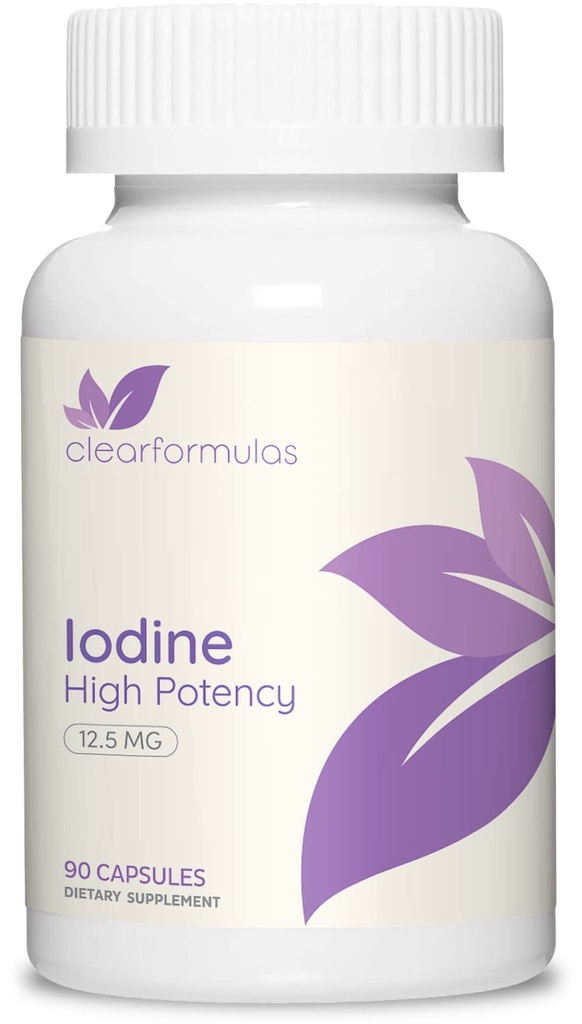 Høy potens Kalium jodin Supplement - Kalium jodid USP og gratis jodinkapsler 12,5 mg presise doseringsblanding - Kapselalternativ til Lugols Supplement for Thyroid energi og immunitet (3 måned)