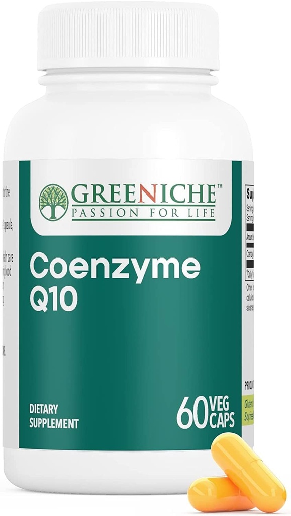 Greeniche Coenzym Q10, 60 Caps, høy absorpsjon Coq10, Vegan, Glutenfri