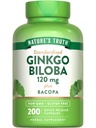 Naturens Sannhet Ginkgo Biloba 120 mg | Plus Bacopa | 200 Hurtigutgivelse Kapsler | Standardisert Ekstrakt | Ikke-GMO og Glutenfri Supplement