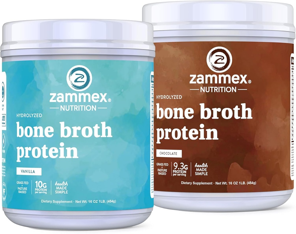 Zammex Bone Broth Protein pulver, sjokolade + vanilla flavor