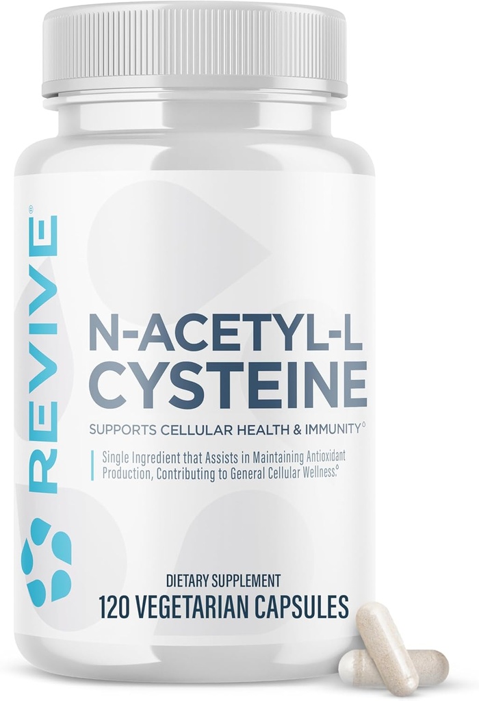 Revive MD NAC Supplement for menn og kvinner - N-Acetyl Cysteine støtter respirasjon, kariovaskulær og cellulær helse - Antioksidant og immunstøtte (120 kapsler, 60 serveringer)
