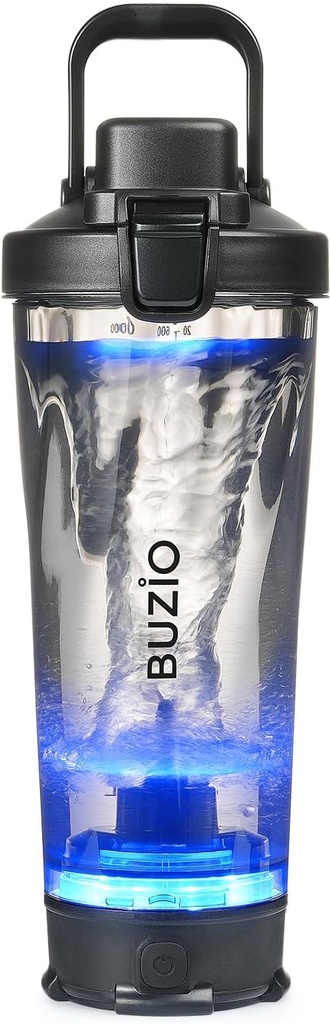 BUZIO Electric Protein Shaker Flaske, 24 oz Shake Blender Flaske, USB oppladbare Blender Flasker for Proteinmikser Shaker Cups, bærbare store sportsvannflasker laget med Tritan, svart