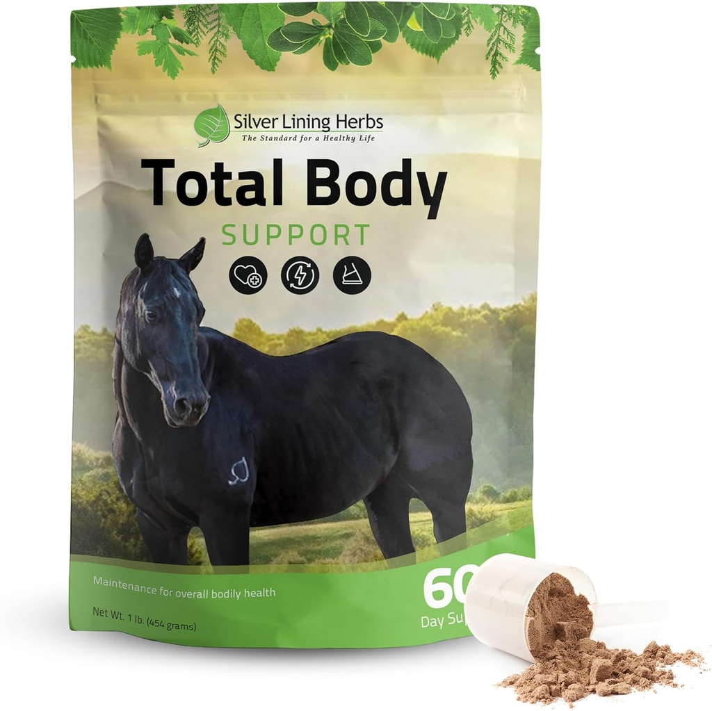 Sølv lining urter Total kroppshest kosttilskudd pulver for mental og generell helse - å fremme bedre hud og sunne Coat for hester - Naturlig herbal equinity hest Supplement - 1 lb Bag