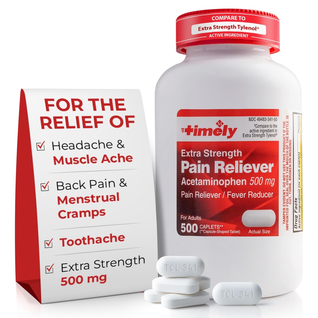 Tidlig Acetaminophen 500mg - 500 Caplets - Ekstra styrke smertelindring - Sammenlignet med den aktive ingrediensen i ekstra styrke - Menstrual Cramps, Feber Reduser, mindre smerte av ledgikt
