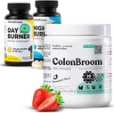 ColonBroom Psyllium Husk pulver, Colon Broom Colon Cleanser Fiber Supplement for blooting Relief & Gut helse + dag & natt brenner kosttilskudd, vektkontroll piller (60 serveringer), 3 elementer