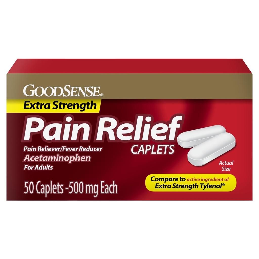 GoodSense ekstra styrke smertelindring, Acetaminophen kapler, 500 mg, 50 greve