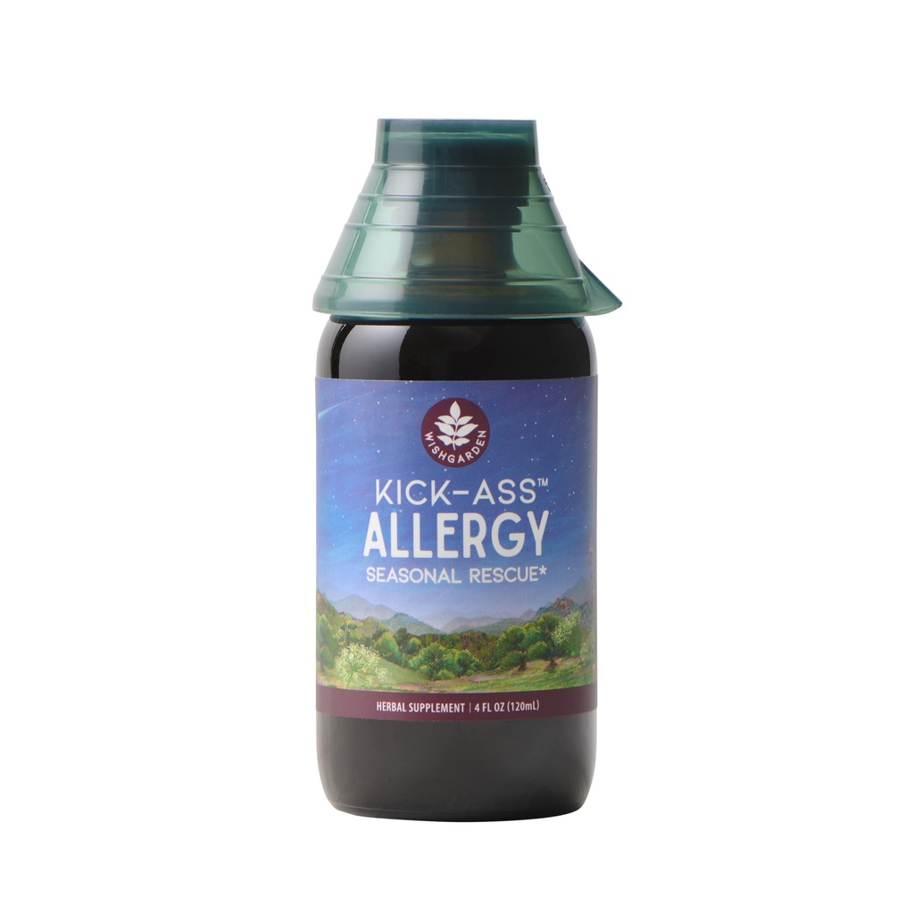 WishGarden Herbs Kick-Ass Allergi - Plantebasert ikke-Drowsy Herbal Allergi Supplement med Nettle Leaf, Echinacea, & Yerba Santa, støtter sunn Histamin respons på sesongen irritanter, 4oz