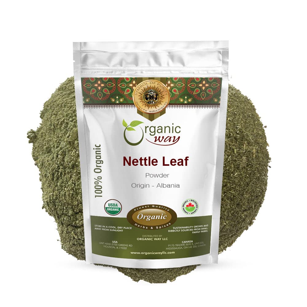 Organic Way Nettle Leaf Powder (Urtica dioica) - Herbal Tea Organic & Kosher Certified ® Rå, Vegansk, Ikke GMO & Glutenfri | USDA Certified | Opprinnelse - Albania (1LBS / 16Oz)
