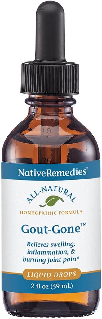 Native Remedies Gout-Gone - Naturlig Homeopatisk Formula for Joint Svelging, Rødhet og Discomfort av Gout - 59 ml