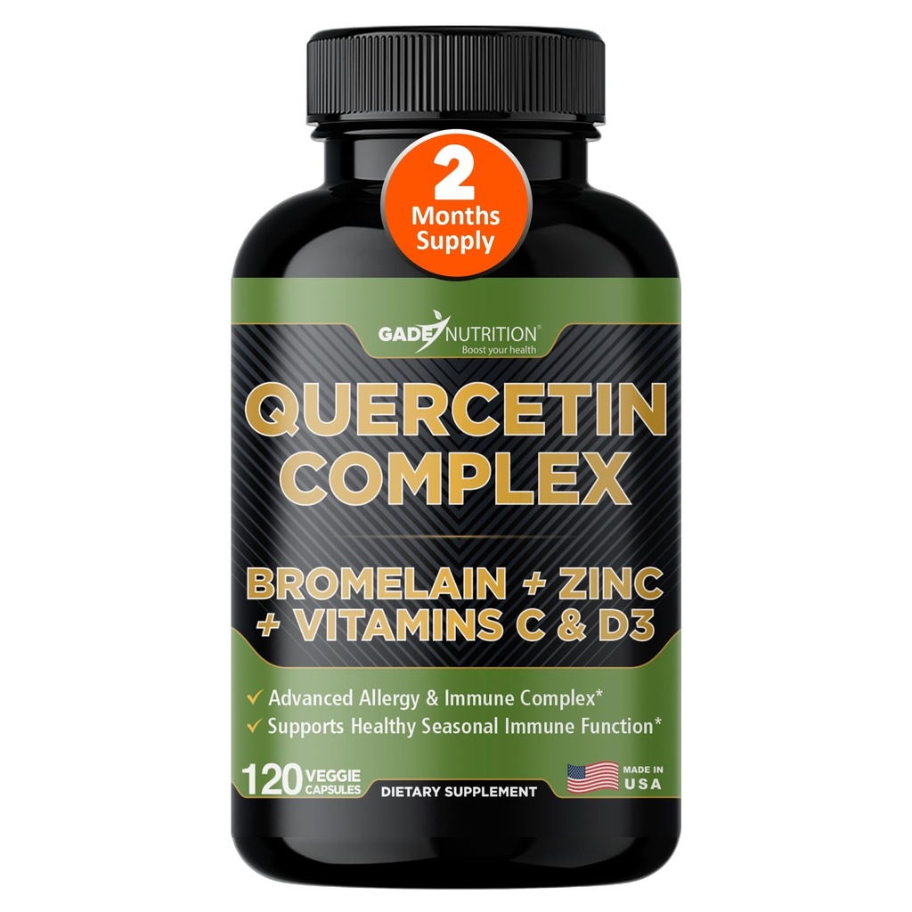 Gade ernæring organiske Quercetin med Bromelain vitamin C og sink immun støtte Supplement Quercetin 500 mg kapsler ® Bioflavonoider laget i USA tredjepart testet
