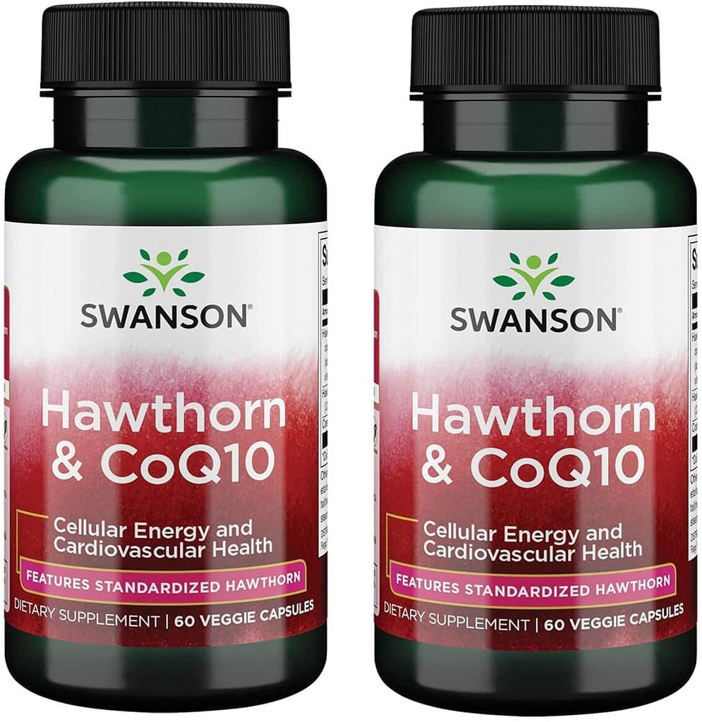 Swanson Hawthorn & Coq10 60 Veg Kapsler (2 Pakke)