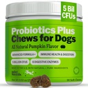 Deley Naturals Probiotics Plus Chews for hunder, Gut Helse Supplement, 5 milliarder CFUs, Digestive Enzymes, Prebiotika, Hundeallergier, Diarrea, Yeast, Pumpkin Flavor, 90 greve - laget i USA