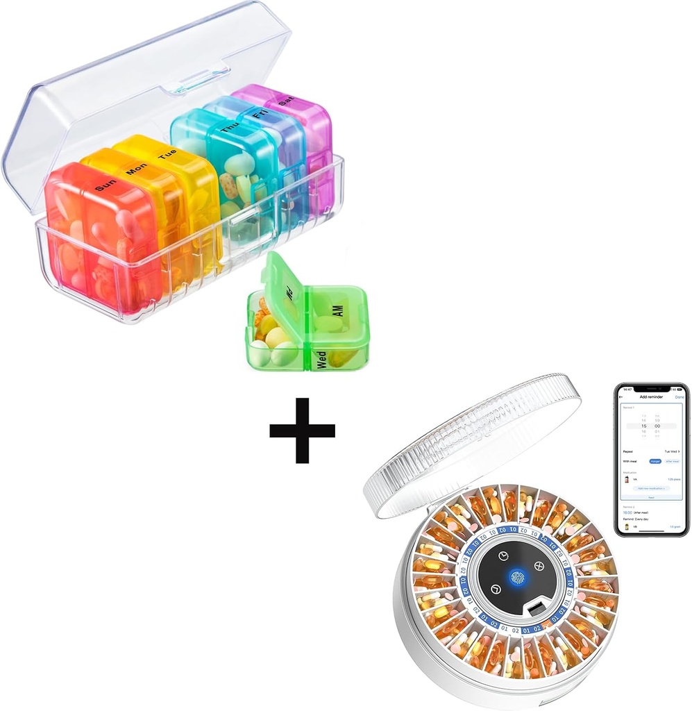 Zoksi Pill Organizer 2 ganger om dagen Automatisk Pill Dispenser