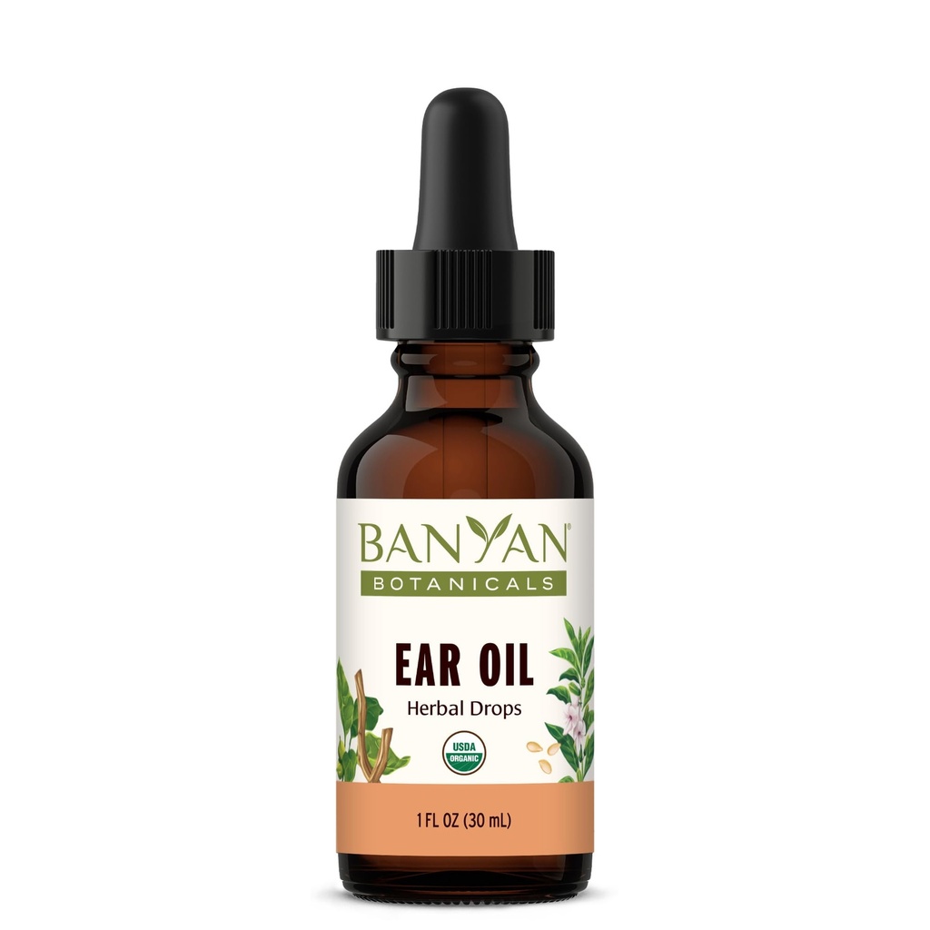 Banyan Botanicals øreolje – organiske herbal oljeøredråper med Ashwagandha og hvitløk – beroligende og komforterende for ørene – 1 oz – ikke GMO Sustainablely Sourced Vegan