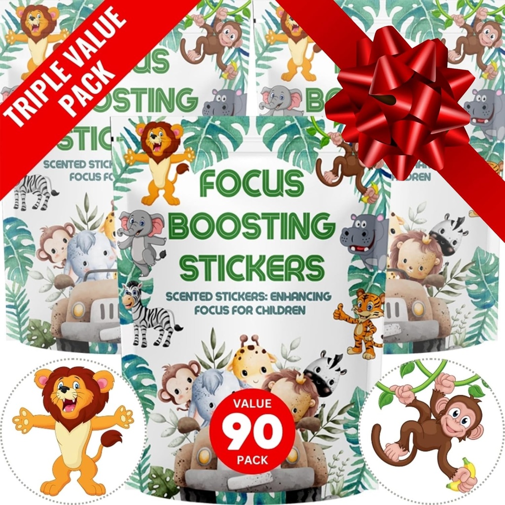 Focus Boosting klistremerker (90 Pack) - Sunn Brain Støtter for oppmerksomhet, Papir, Bubble Design, Drug Free, Klær, Unisex