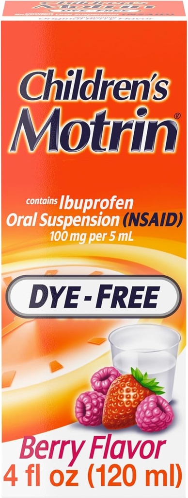 Barns Motrin Oral Suspensjon medisin for barn, 100mg Ibuprofen, Berry Flavored, 4 fl oz