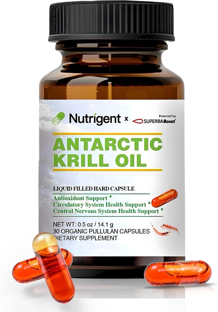 Antarktiskrillolje 350 mg, flytende fylte organiske kapsler, Omega-3 EPA, DHA, Astaxanthin og fosfolipider Supplement, støtte hjerte, hjerne og felles helse, ingen fiskelig ettersmak, 30 greve