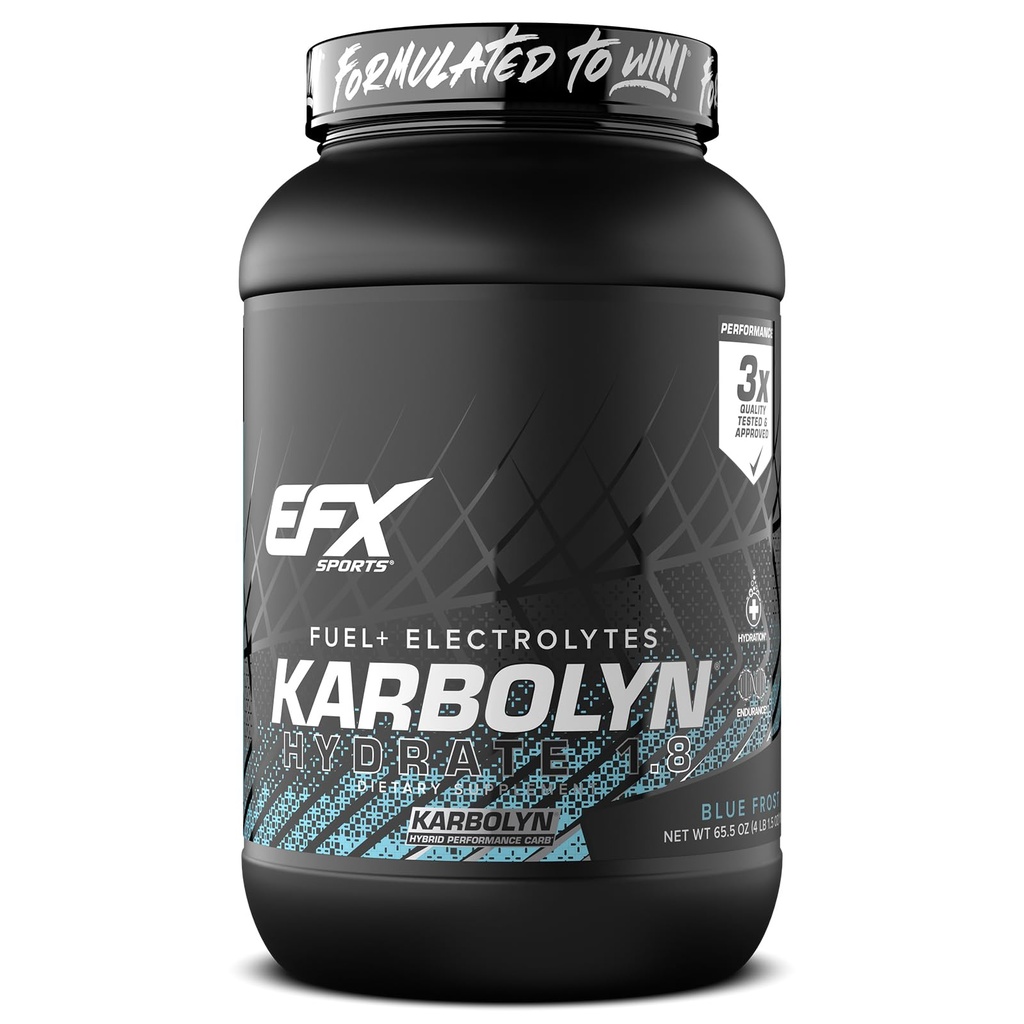 EFX Sports Karbolyn Hydrate | Carbohydrate pulver + Elektrolytter | Sukkerfri idrettsdrink blanding | Drivstoff og hydrasjon | Stimulant Gratis | 66 Serveringer (Blue Frost)
