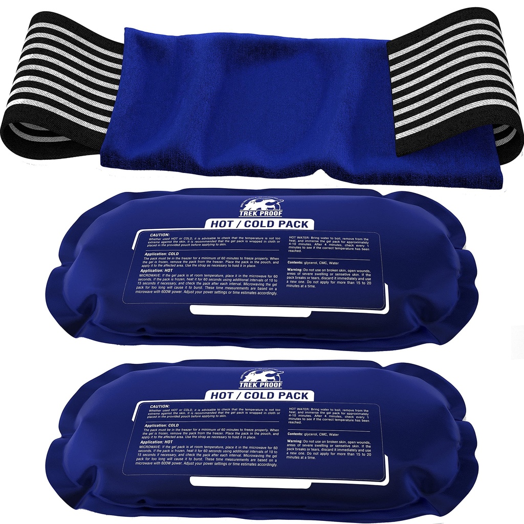 Ispakker for skadeskader Reusable (3-Piece sett) – varm og kald ispakketerapi Gel Wrap støtte - støtter gjenoppretting, led- og muskelsmerter - kne, rygg og mer (3 stykker sett - klassisk)