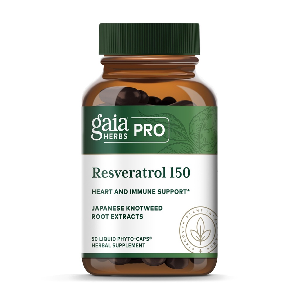 GAIA HERBS PRO Resveratrol 150 - Tilbyr hjerte helse og immunstøtte - Inneholder japanske Knotweed - Vegan, soya-fri og glutenfri - 50 flytende fyto-kapsler (25 Services)