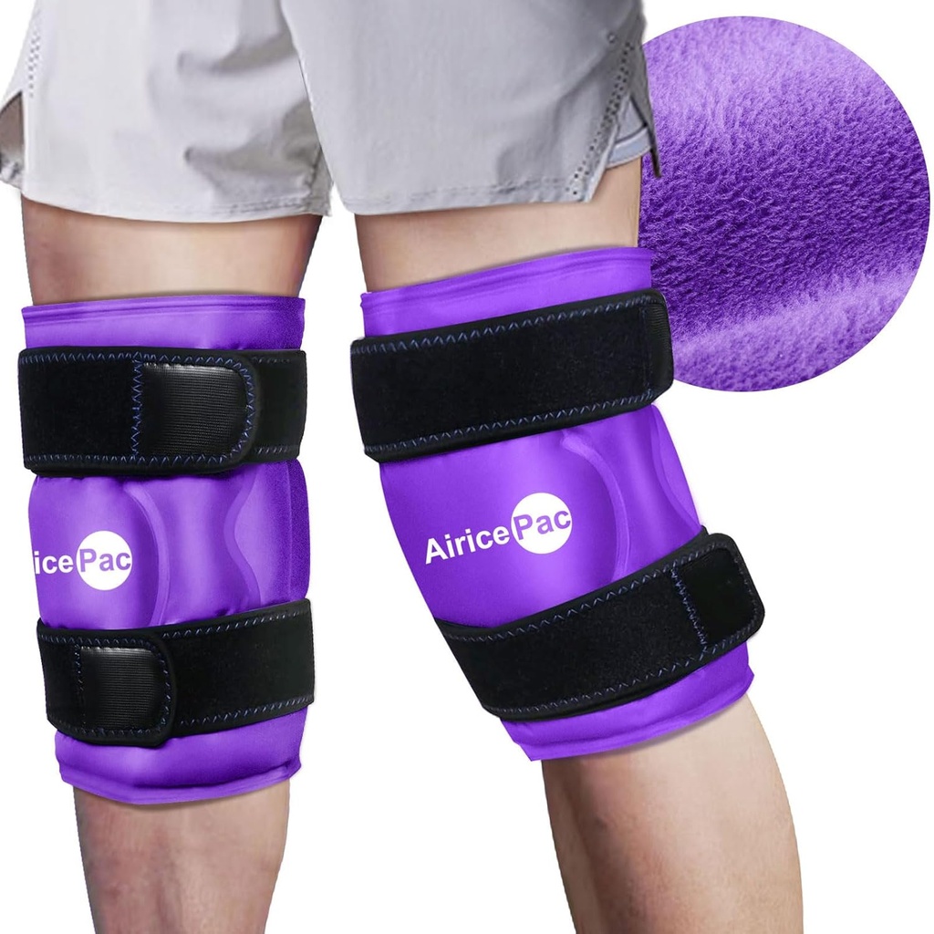 2 Ispakke for kne smertelindring, Reusable Gel Ice Wrap for skadeskader, hevelse, Knee erstatningskirurgi, kald komprimeringsterapi for ledgikt, meniscus tear og ACL, lilla