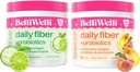 Daily Fiber Supplement Bundle med kollagen, probiotika, elektrolyter og Hydration Support - Cucumber Lime Mint & Peach Mango Flavors - fremmer digestiv, hud helse, Gut Balance - 32 serveringer