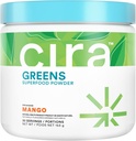 Cira Daily Greens - naturlig søtet, organisk spirulina Superfood pulver med premium, antioksidant-Rich ingredienser for oppblåsing, dialyse, & energi - Mango, 30 Serveringer