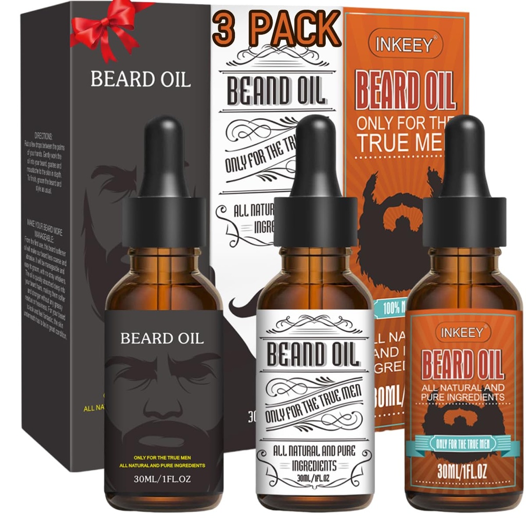 3 Pack Beard olje for menn, betinging og moisturizing for bedre beard vekst - gavesett (Fengyin Grønn Te / Glamour bevegelse / Azure)
