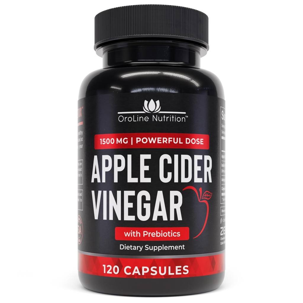 Apple Cider Vinegar piller med prebiotiske, 2 måneders forsyning - Apple Cider Vinegar Capsules - Apple Cider Vinegar kosttilskudd, Apple Vinegar tabletter - Energi og Gut Helse støtte for kvinner og menn 1500 mg