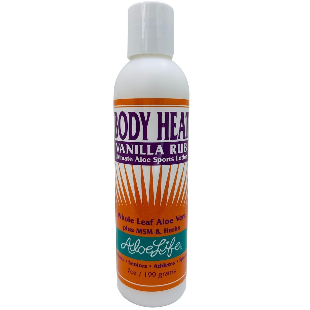 Aloe Life - Body Heat Vanilla Rub, Lubrisering, Oppvarming Action, Soothes & Relieves Sore Muskler, Sikker For Seniors & Atletes, Hjelper Redusere Tension & Stress, Glutenfri (7 oz)