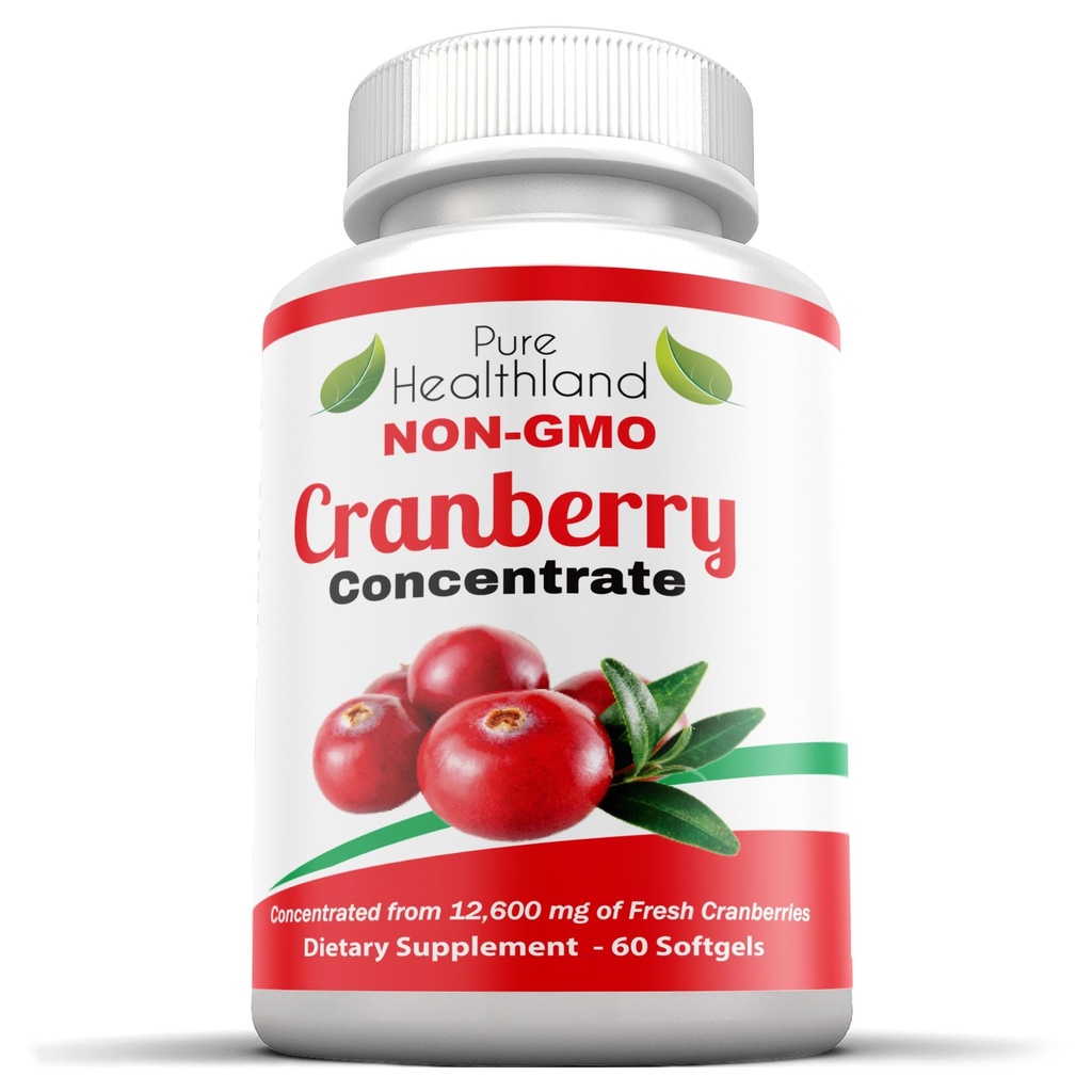 Ikke-GMO Cranberry konsentrert fra 12.600mg - Triple Styrke Softgels - lett å svelge piller for menn og kvinner, 1 flaske