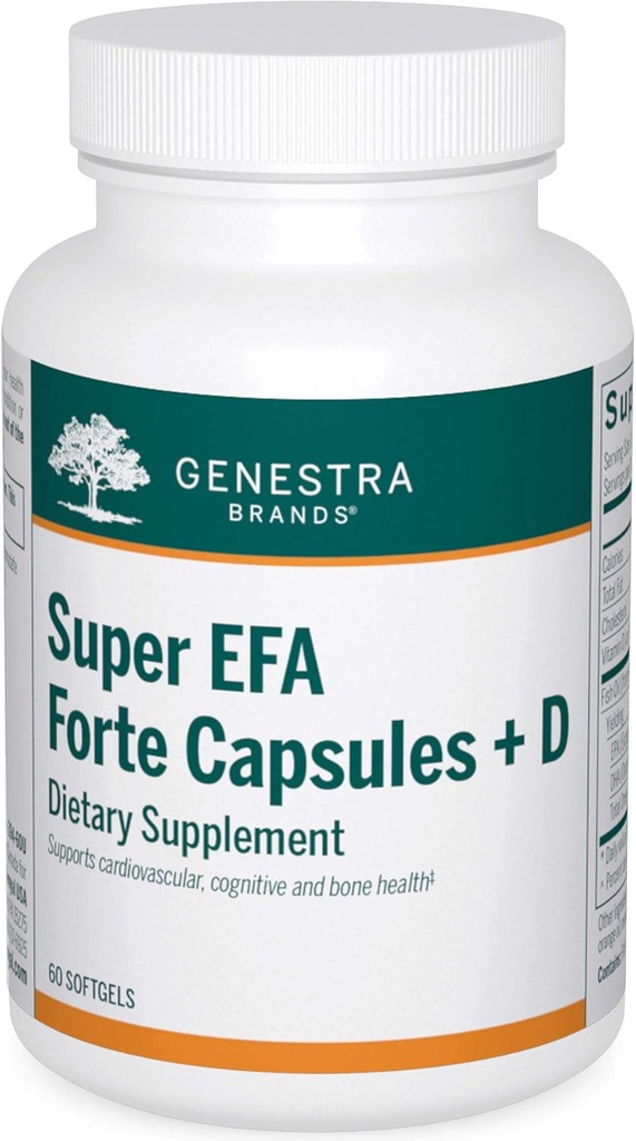 Genestra merker Super Efa Forte Kapsler + D | Fish Oil Formula for å støtte kognitiv, kardiovaskulær og felles helse | 60 Softgels